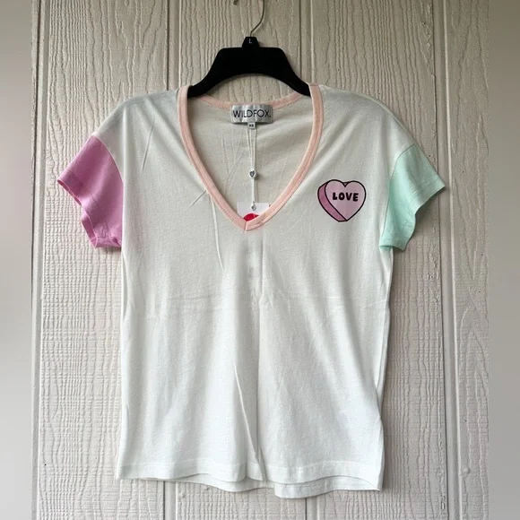 WILDFOX Paradise Colorblock V-Neck Tee - Picture 1 of 12